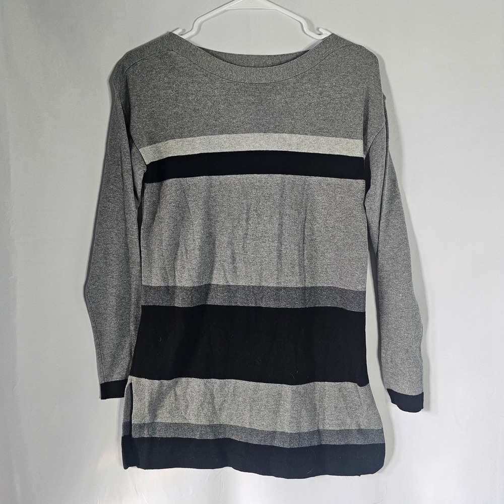 Gap Womens‎ XS Striped Long Sleeve Tunic Sweater Gray Black New with Tags